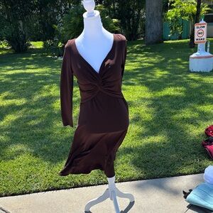 Jones New York Deep Brown Long Sleeve Dress